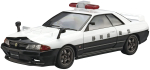 Aoshima Bunka Kyozaisha Patrullautode seeria Nissan BNR32 Skyline Patrullauto 1991 Plastikmudel 1/24 nr 4 GT-R gray