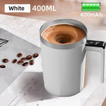 400ML Mini Elektriline Kohvi Ise Segav Kruus IPX7 Veekindel Toidukindel Kohvikruus USB Kiirlaadimine Automaatne Magnetiline Tass Tee jaoks 400ml valge