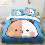Bubu Dudu Multifilmi Armas Karu Kawaii J&otilde;ulukink Kuningas &Uuml;hene Kahene Laste Voodipesukomplekt Microfiber v&otilde;i Pol&uuml;ester Tekikoti Komplekt 70x133cm 2pcs