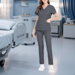 Nursing Scrub Set Work suits Professional Soft Clothing Nurse Top and Pants for SPA Pet Dark Blue M