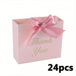 24PCS Small Thank You Gift Bags with Bow Ribbon Mini Party Favor Bags Pink Candy Bags Treat Boxes Paper Gift Bags for Wedding Bridal Birthday Party 24pcs roosa