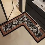 Vanaaegne L-kujuline s&uuml;damega nurgavannimatt: Vett absorbeeriv, libisemiskindel, esmaklassilised materjalid 120x120cm [Water-Absorbent Leather]