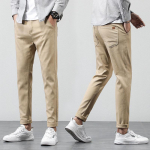 &Uuml;hev&auml;rvilised elastsest puuvillast meeste vabaajap&uuml;ksid - kevad & s&uuml;gis 2023 Korea stiil 31 (Waist 80cm) 130 Jin must