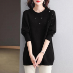 Naiste s&uuml;gistalvine paksendatud sviiter, soe kootud sviiter pikkade varrukatega džemprid, &uuml;lisuured kampsuntopid XXXXL must