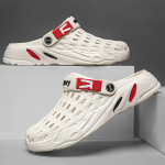 Meeste &uuml;hev&auml;rvilised &otilde;&otilde;nesmustriga paksu tallaga klotsid, mugavad libisemiskindlad vastupidavad l&otilde;hnavabad EVA sussid meeste v&auml;li&uuml;rituste jaoks 46 valge