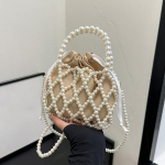 Naiste P&auml;rlkott V&auml;ike Mini Tote Koppkott Kootud Ristkeha &Otilde;htus&ouml;&ouml;gikotid M&uuml;ndikukkaro Rahakott K&auml;ekott Daamide &Otilde;lakotid 15*13cm valge