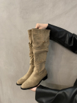 Kontsaga Pika S&auml;&auml;rega Saapad Retro Suede Must Pikk Naiste Saapad L&auml;&auml;nelikud Saapad S&uuml;gis ja Talv Fliisist Soojad Saapad R&uuml;&uuml;tli Saapad 35