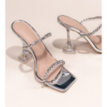 &Uuml;ks s&otilde;na l&auml;bipaistvate k&otilde;rgete kontsadega paks konts 2025 uus kristallist lahedad sussid v&auml;limine riietus naiste suvine h&otilde;bedane kivist sandaalid naistele 35