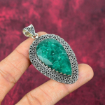 Smaragdripats, 925 h&otilde;bedast ripats v&auml;&auml;riskividega ehe, k&auml;sitsi valmistatud ripats h&auml;mmastav ehe, kingitus talle 2.48 Inches