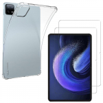 &Uuml;mbris + 2 karastatud klaasi - Phonillico - Xiaomi Pad 6 / Pad 6 Pro - P&otilde;rutuskindel - L&auml;bipaistev - Silikoon
