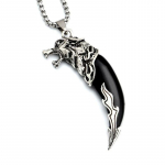 Valitsev vaigust hundihammas roostevabast terasest kaelakee Isiksuse trend K&otilde;ikidele riietele sobiv hambakujuline ripats Ehted meestele One Size must