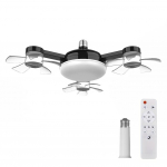 Drooni ventilaator LED-valgustiga, kaugjuhtimispult 2 &uuml;hes, riputatav ventilaator, 3 kiirust, vaikne laedrooni ventilaator s&ouml;&ouml;gitoa, magamistoa, elutoa jaoks