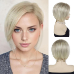 Ombre blondid parukad naistele S&uuml;nteetiline juus 10-tolline l&uuml;hike bobi parukas k&uuml;lgripsmetega Moestiil Igap&auml;evane Drag peo kost&uuml;&uuml;m Cosplay