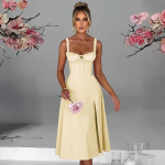 Naiste Design Sense seljata spaghetti rihm &uuml;hev&auml;rviline p&otilde;lvedeni kleit V-kaelusega k&otilde;rge v&ouml;&ouml;kohaga L