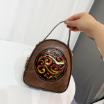 Etniline Vintage &Uuml;mmargune Ristkott - K&auml;sitsi Reljeefne Naiste &Otilde;lakott Minimalistlik Tekstuur Pendeldaja Suure Mahutavusega K&auml;ekott must