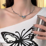 Shiny Statement Butterfly ripatsiga kaelakeed naistele t&uuml;drukutele V&auml;rvilised peen klavikulekett Ehted Aksessuaarid Kingitused
