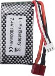 7,4V 1800mAh liitiumaku T-pistikutega | &Uuml;hildub WLTOYS A959-B A969-B A979-B K929-B 144001-ga | Pikendatud t&ouml;&ouml;aeg RC maastikuautodele hall