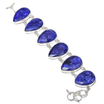 Sapphire (Simulated) Gemstone Handmade 925 Sterling Silver Bracelet 7-8 q9y69