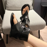 Pruunid sandaalid Retro pandlaga Suvised madalad sandaalid Vabaaja k&otilde;rge s&auml;&auml;rega kingad Mustad Sendale Femme 2025 35 must