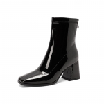 Patentmust Ankle Boots Naistele K&otilde;rged Kontsad L&uuml;hikesed Saapad Kingad Naistele Mood Kevad S&uuml;gis Talv Kingad Daamide Br&auml;ndi Disainer 34