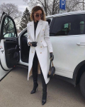 Ehtne lambanahast stiilne pikk midi-mantel Valge nahast trench-coat naistele S valge