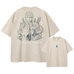 Anime Berserk Guts Acid Ts&auml;rk Retro Vintage Pestud Graafilised T-s&auml;rgid Meeste Harajuku Puuvillane vabaaja l&uuml;hikeste varrukatega T-s&auml;rgid Unisex M gray