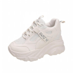 Moodsad suvised hingavad v&otilde;rk-tennised 9,5CM peidetud kontsaga Kevadised k&otilde;rge platvormiga Valged spordiketsid Dad Shoes Kiilud Vabaaja paksud tennised 34 beež