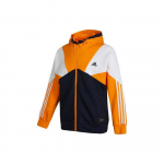 Adidas triibuline lapitehnika logo prindiga lukuga kapuutsiga jakk meeste &uuml;ler&otilde;ivad must HE7471 L