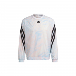 Adidas Future Icons &Uuml;mmarguse kaelusega dressipluus triibulise v&auml;rvibloki tie-dye prindiga Meeste pealisr&otilde;ivad Valge IC8264 XXL