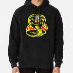 Meeste esmaklassilised puuvillased Harajuku kapuutsid Cobra Kai logo prindiga Naljakas stiil &Uuml;mmarguse kaelusega vabaaja pusa S must