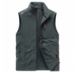 Meeste soe fliisist vest jakk Talvine kapuutsiga varrukateta vest s&uuml;gismood vabaaja vest vest jakk Meeste XXXXXL hall