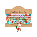 Christmas Bracelets for Women,Santa Christmas tree Snow Bracelet Sets Christmas Surfer Heishi Bracelets Stackable Disc Beads Bracelets one size