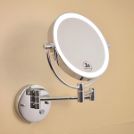 Seinale paigaldatav LED kahepoolne vannitoa meigipeegel valguse ja suurendusfunktsiooniga Flat + 3x Magnification