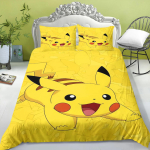 Multikas armas Pikachu mustriga pingulduslina, magamistoa tr&uuml;kitud voodikate padjapuuriga, voodipesukomplekt (1/2 padjap&uuml;&uuml;r) 90x200x30cm yellow
