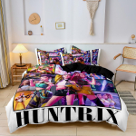 Kpop Deemonik&uuml;ttide Huntrix Voodipesukomplekt &Uuml;hekohaline Kaksik T&auml;issuuruses Queen King Suuruses Voodikomplekt T&auml;iskasvanute Magamistoakomplektid Voodi Tekikott EU Single-135x200cm&set
