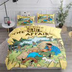 Tintini Seiklusjutud Laste Tekikott Komplekt King Queen Double Twin Single Voodi Linane Komplekt 150x200cm yellow