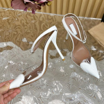 Mood 2025 Elegantne terava ninaga L&auml;bipaistev PVC S&uuml;damekujuline K&otilde;rge Kontsaga Mules Sandaalid Kingad Naistele Must Valge Punane Kingad Luksuslik Disaineri Kingad 35