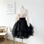 Korea kaasaegne hanbok must v&ouml;&ouml;koht maht kihiline seelik. S~XL