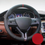 Hand-stitched non-slip black Leather Sports style car steering wheel cover for Maserati President Ghibli Levante 1 gray