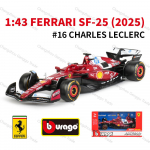 Bburago 1:43 2025 Ferrari SF25 #16 #55 F1 v&otilde;idus&otilde;idu valemauto staatiline simulatsioon valatud sulamist mudelauto