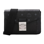 MCM Klassikaline Monogramm Logo Nahast &Uuml;mbrik &otilde;lakott Unisex &otilde;lakott Must MMRBSME03BK001 Basic Set (Bag+Dust Bag)