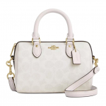 Coach Rowan 18 Klassikaline logotr&uuml;kiga kaetud l&otilde;uendist &otilde;lakott-tote v&auml;ike naiste kott Kuldne Valge CW329-IMXU5 Basic Set (Bag+Dust Bag)