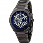 Maserati Stile Blue Roostevaba teras Antratsiit Meeste Skeletiga Kvarts Kronograaf R8873642012 sinine