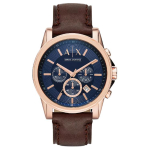 ARMANI EXCHANGEAE K&auml;ekell Kvartsmehhanism Nahkrihm 45mm Sinine sihver Meeste Kellad 50m Veekindel AX2508 Blue beige