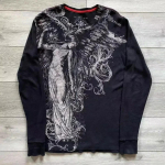 VibeStreet Y2K Gooti Harajuku Splice Tr&uuml;kiga Valge Pika Varrukaga Uus Punk Hip Hop Seksikas T-s&auml;rk Moodne Vabaaja Puuvillane L&otilde;tv Topp Unisex M gray