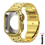 Kaitse&uuml;mbris+rihm Apple Watch Ultra 2 jaoks Rihm 49mm 46mm 42mm 45mm 44mm Roostevabast terasest k&auml;ev&otilde;ru IWatch Series 10 9 8 7 SE Metallkate For Series 987 45mm kuld