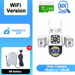 AIOOK v&auml;litingimustes 10x ZOOM WiFi CCTV kaamera HD 8MP 4K &ouml;&ouml;n&auml;gemine kahesuunaline dialoog turvakaamera veekindel p&auml;ikesekindel kaugvaatlus 10X ZOOM+Battery+128GB