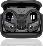 Bluetooth-k&otilde;rvaklapid Traadita k&otilde;rvaklapid 5.4 Spordik&otilde;rvaklapid 75H m&auml;nguaeg IPX7 veekindel LED-toiteindikaator Over-ear k&otilde;rvaklapid S&uuml;gav bass must