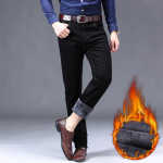 Talvised meeste soojad mustad teksad Klassikalises stiilis Business Stretch Denim p&uuml;ksid Meeste br&auml;ndi paksud p&uuml;ksid 28