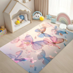Liblikamustriga vaip laste tuppa Pehme kohev libisemiskindel matt Erksav&auml;rviline vaip M&auml;ngutuba Magamistuba K&ouml;&ouml;k R&otilde;du 120x160cm beige